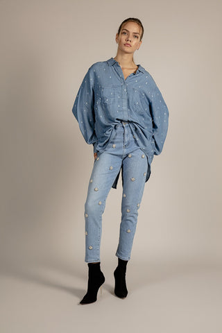 Funky Soul Embroidered Beaded Flowers Jeans