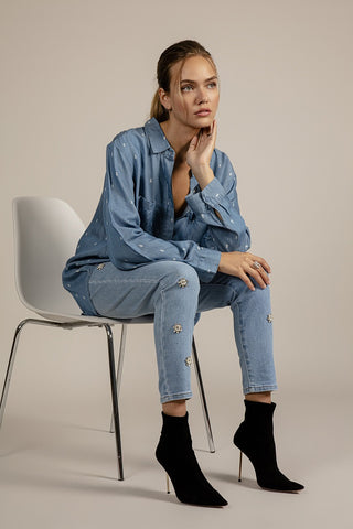 Funky Soul Embroidered Beaded Flowers Jeans