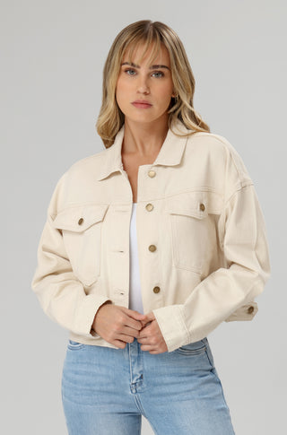 Raw Ecru Boxy Denim Jacket
