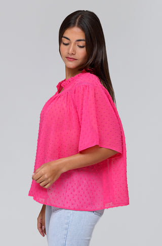 Funky Soul Swiss Dot Button Front Flowy Top