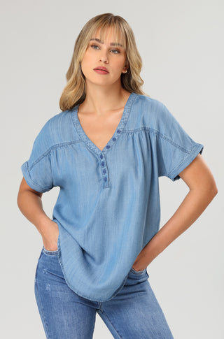 Funky Soul Henley Light Weight Lyocell Short Sleeve Shirt