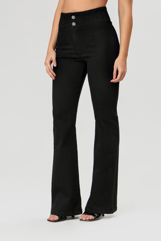 Funky Soul High Waist Pintuck Waist Flare Jean