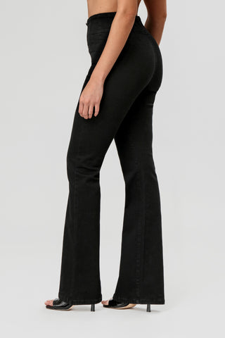 Funky Soul High Waist Pintuck Waist Flare Jean