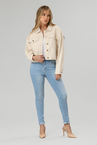 Raw Ecru Boxy Denim Jacket