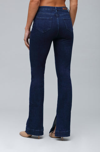 Funky Soul Stretch Split Hem Mid Rise Bootcut Denim Jean