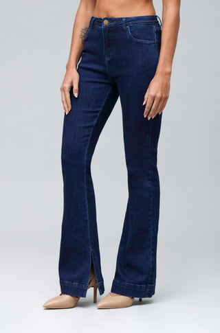 Funky Soul Stretch Split Hem Mid Rise Bootcut Denim Jean