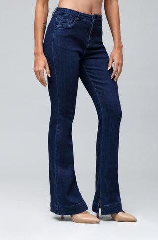 Funky Soul Stretch Split Hem Mid Rise Bootcut Denim Jean