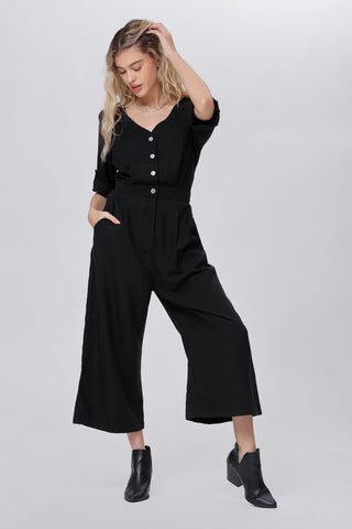 Lyocell Button Detail Jumpsuit
