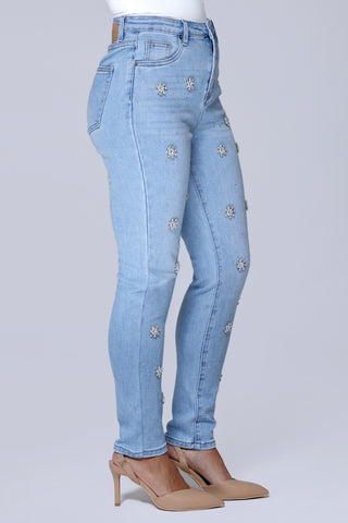Funky Soul Pearls and Rhinestones Skinny Jean