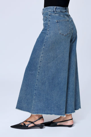 Funky Soul High Waist Palazzo Frayed Hem Jeans
