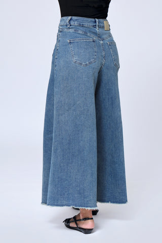 Funky Soul High Waist Palazzo Frayed Hem Jeans