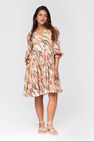 FUNKY SOUL TIERED PRINTED DRESS