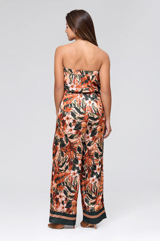 FUNKY SOUL STRAPLESS BORDER PRINT JUMPSUIT