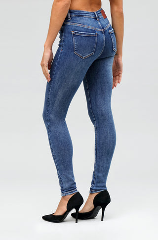 FUNKY SOUL STRETCH MID RISE DARK WASH SKINNY DENIM JEAN