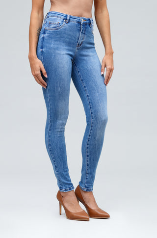 FUNKY SOUL STRETCH MID RISE BLUE WASH SKINNY DENIM JEAN