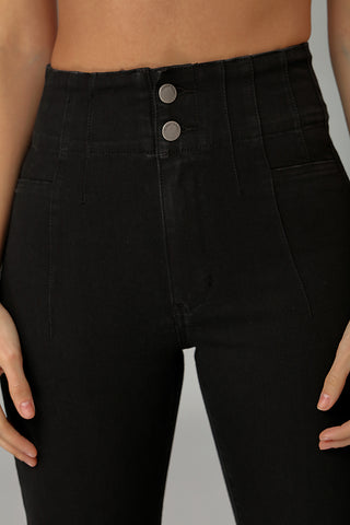 FUNKY SOUL HI WAIST PINTUCK WAIST FLARE JEAN