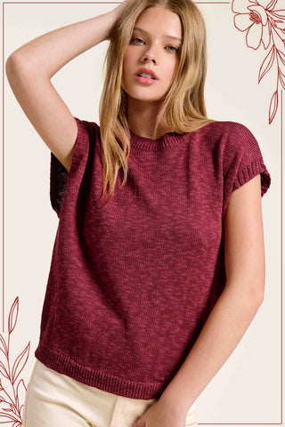 Loose Fit Sleeveless Ribbed Knit Crew Neck Top