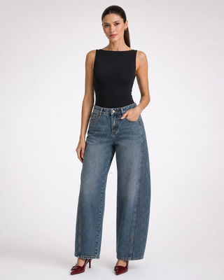 Funky Soul Ayla Rhinestones Panel Barrel Jean