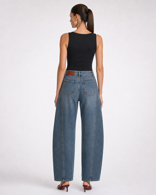 Funky Soul Ayla Rhinestones Panel Barrel Jean