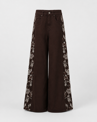 Funky Soul Floral Embroider Wide Leg Jean