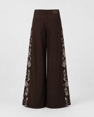 Funky Soul Floral Embroider Wide Leg Jean