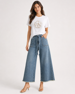 Funky Soul Giulia Crop Braid Belt Jeans