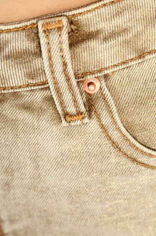 Funky Soul Ava Uncuffed Straight Metallic Jean