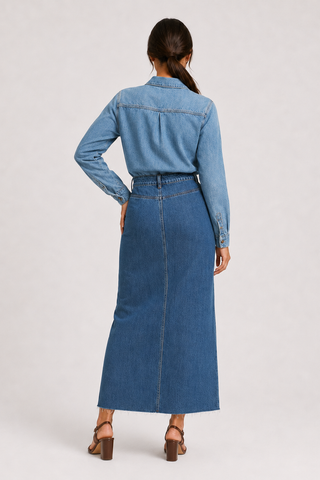 Funky Soul Long Sleeve Contrast Shirt Denim Dress