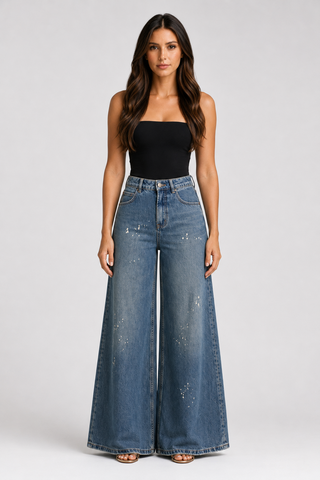 Funky Soul Gabriella Wide Leg Paint Splatter Jean