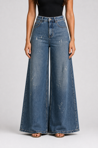Funky Soul Gabriella Wide Leg Paint Splatter Jean