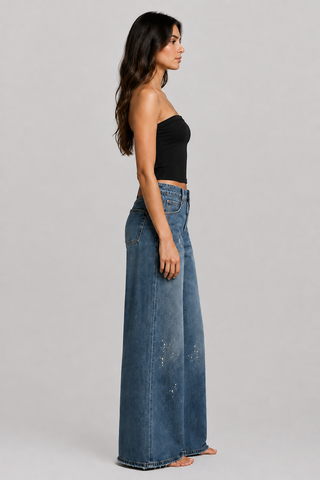 Funky Soul Gabriella Wide Leg Paint Splatter Jean