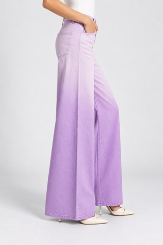 Funky Soul Lilac Embossed Deep Dye Wide Leg Jean