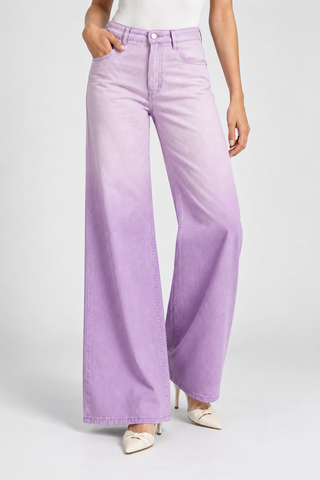 Funky Soul Lilac Embossed Deep Dye Wide Leg Jean