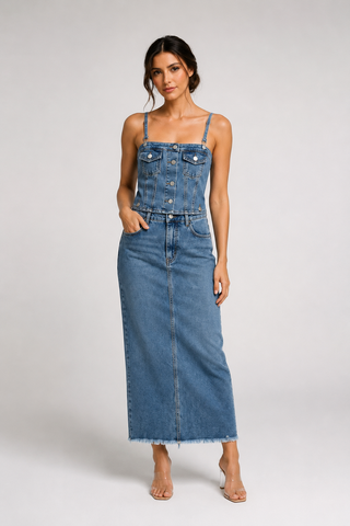 Funky Soul Sleeveless Button-Down Vest & Skirt Set