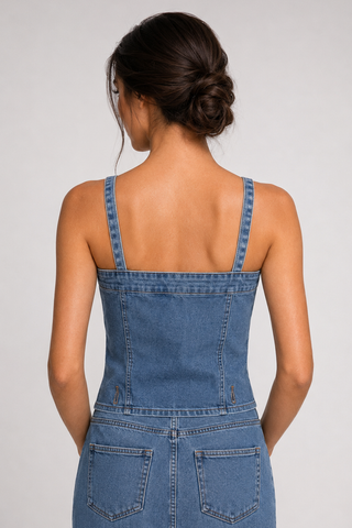 Funky Soul Sleeveless Button-Down Vest & Skirt Set