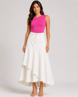Funky Soul Layered Denim Midi Skirt