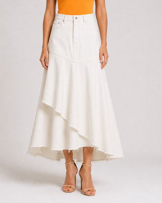 Funky Soul Layered Denim Midi Skirt