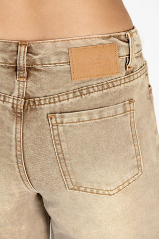 Funky Soul Ava Uncuffed Straight Metallic Jean