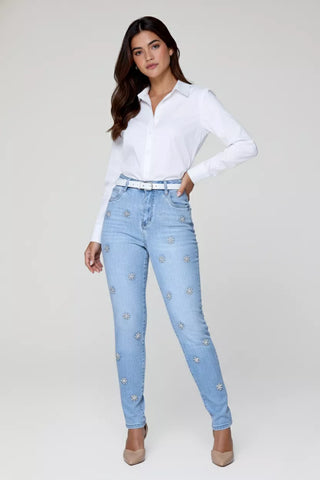 Funky Soul Embroidered Beaded Flowers Jeans