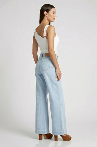 Funky Soul Creased Detail Wide Leg Jean