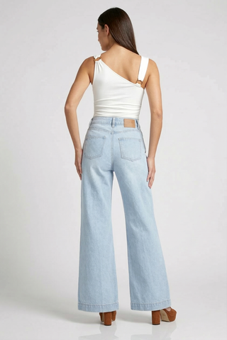 Funky Soul Creased Detail Wide Leg Jean